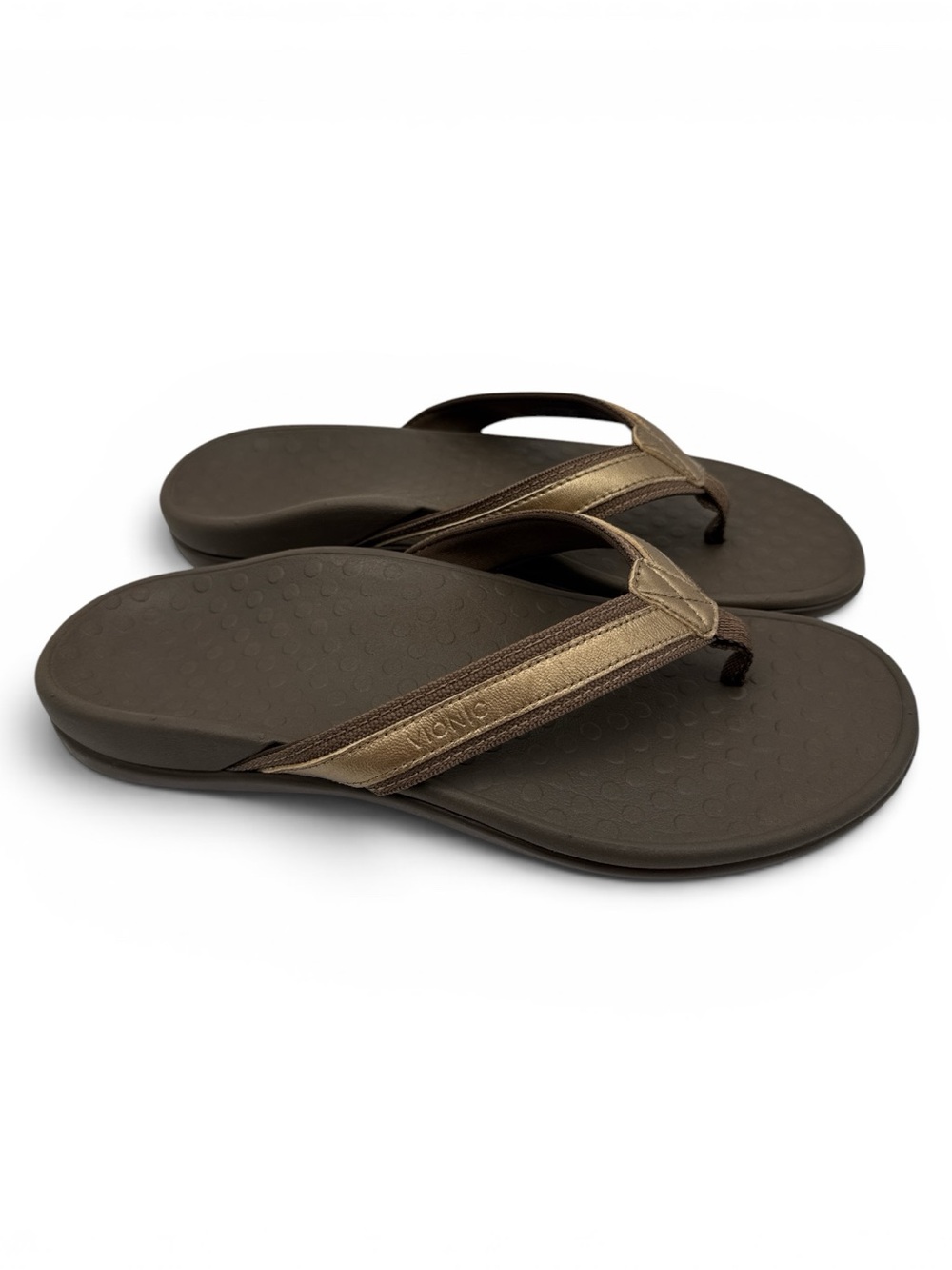 Vionic Tide II Orthotic Flip Flop Sandals Bronze Metallic Women’s Size 9 US